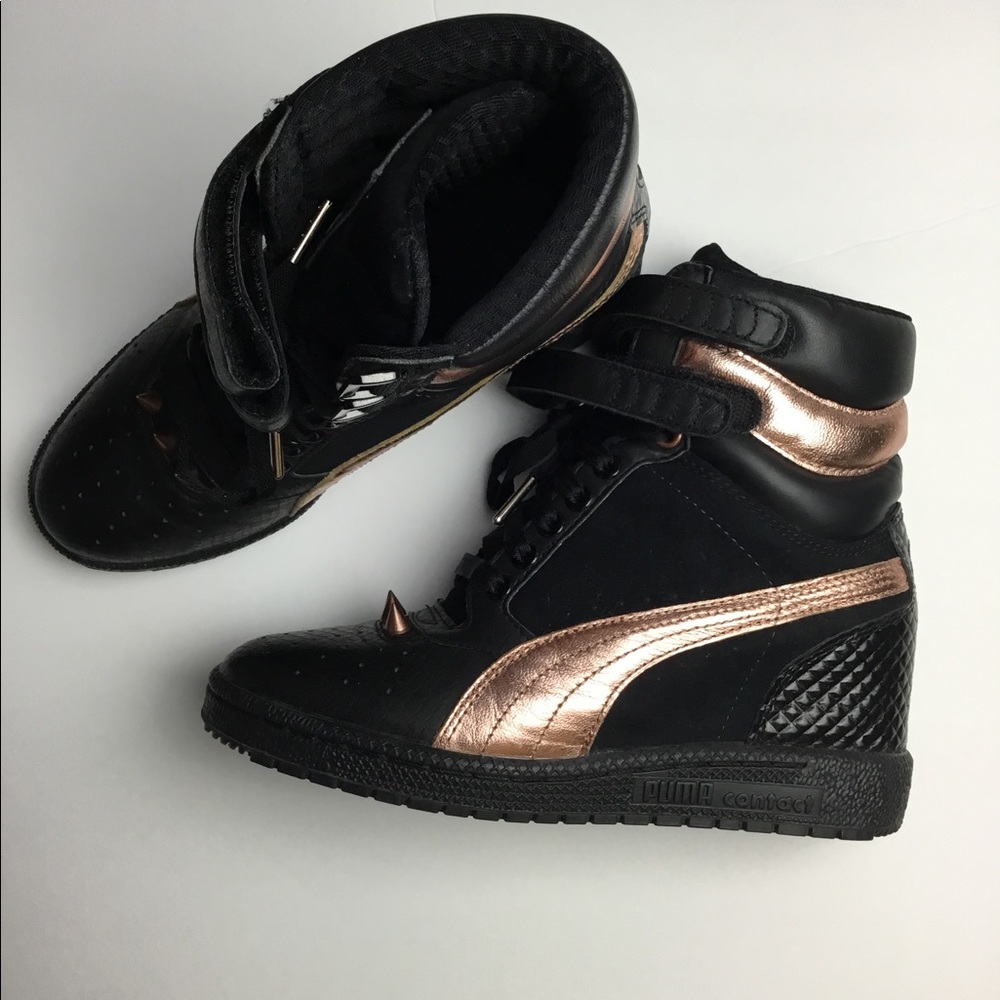 Black/Rose Gold Puma Wedge Sneakers